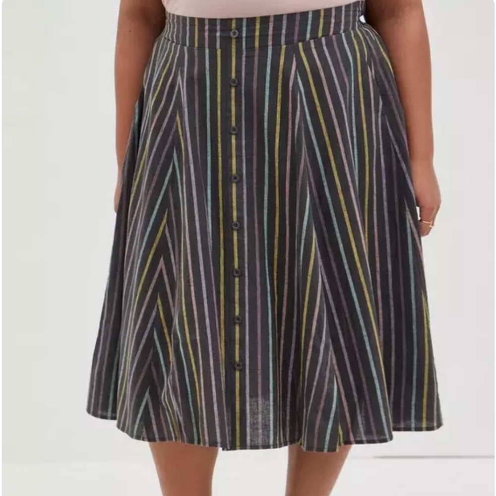 Chic Striped A-Line Skirt in Pastels size Large